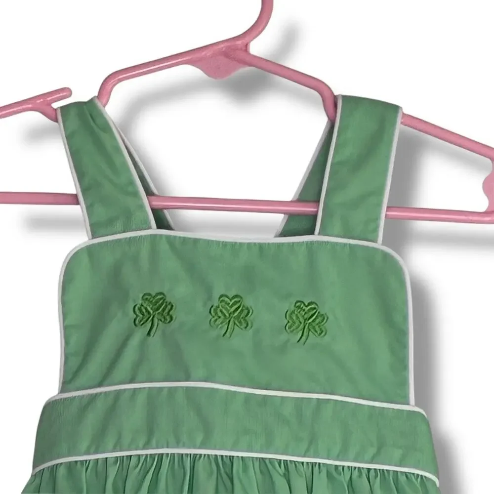Thread Heirloom Company clover embroidered bib one piece size 18 months